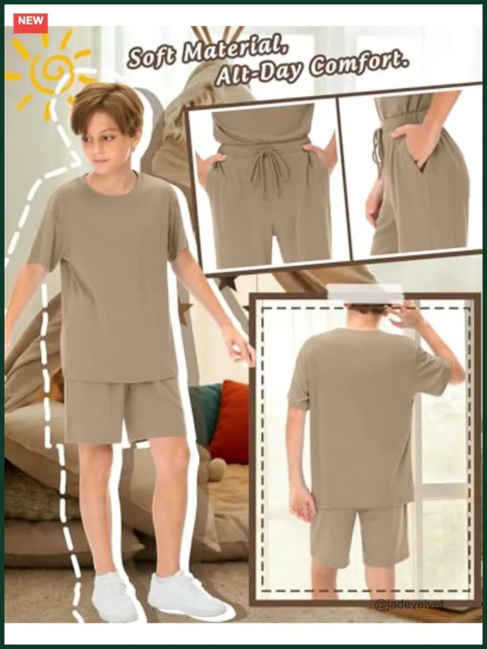 Boys 2 Piece Crewneck Short Sleeve Shorts Set Back to School
